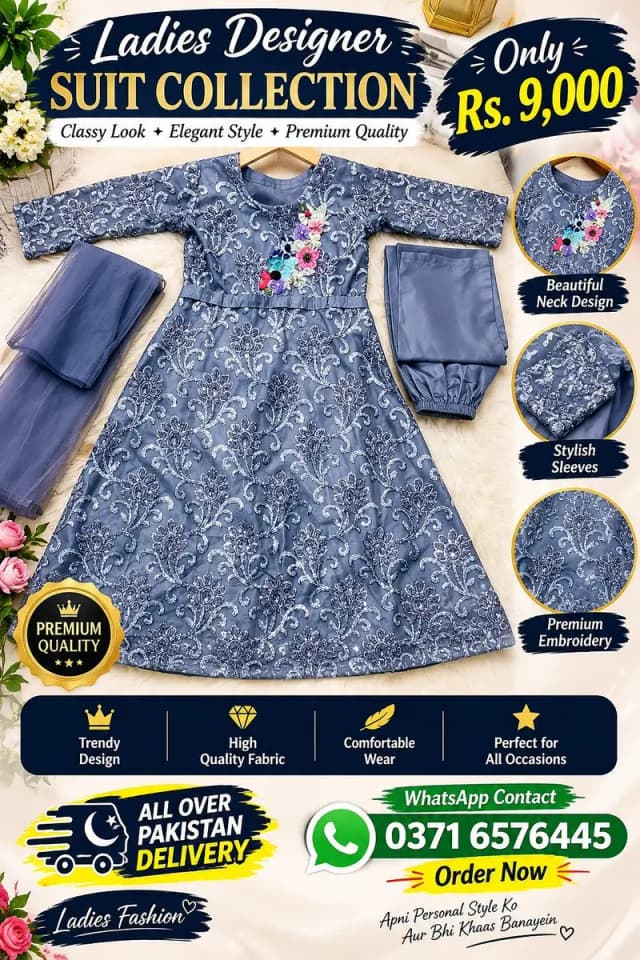 Ladies Designer Embroidered Suit – Elegant & Stylish Collection