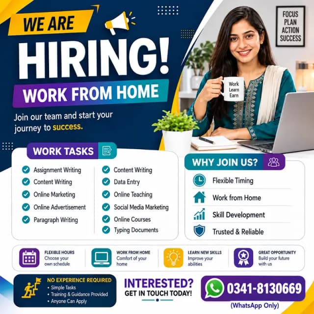 Job Vacancy / Work Opportunity/ Male & Female / Full-Time / Part-Time