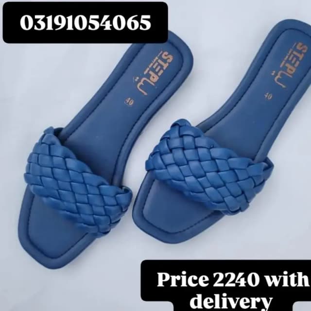 blue leather women's flat shoes size no 6 to 11
