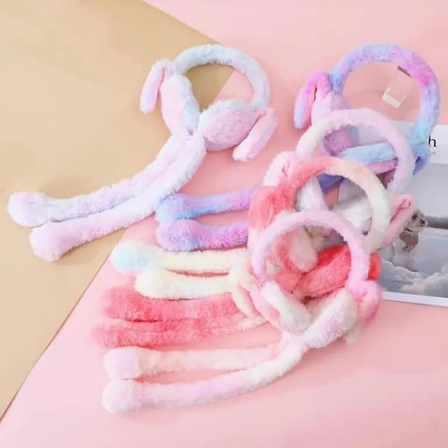 Trending Moving Ear Plush Earmuffs for Kids & Girls: Cute Soft Winter Headband with Jumping Bunny Ears