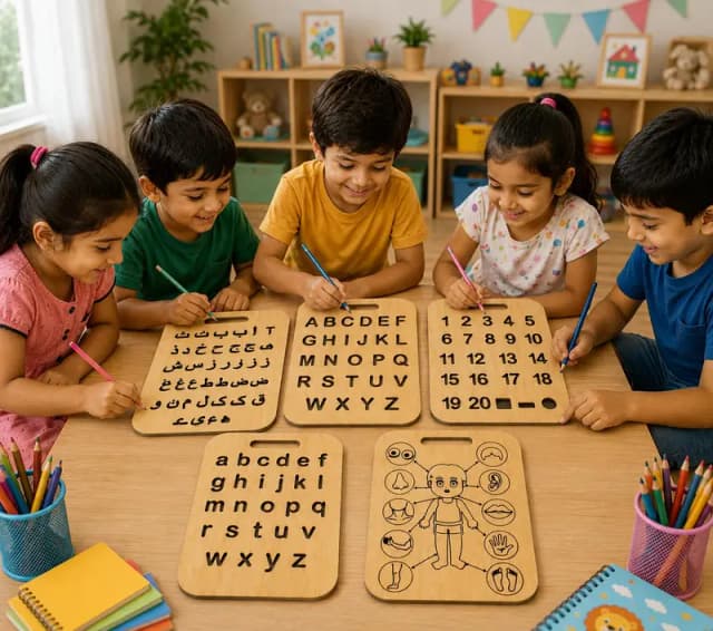 Educational Wooden Tracing Board Set 5 Pcs