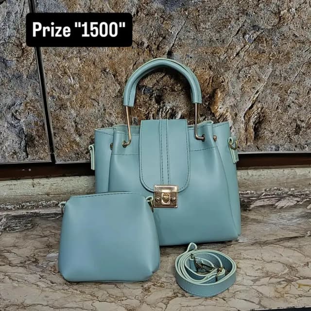 Green PU Leather Crossbody Bag — Stylish 2-Piece Set