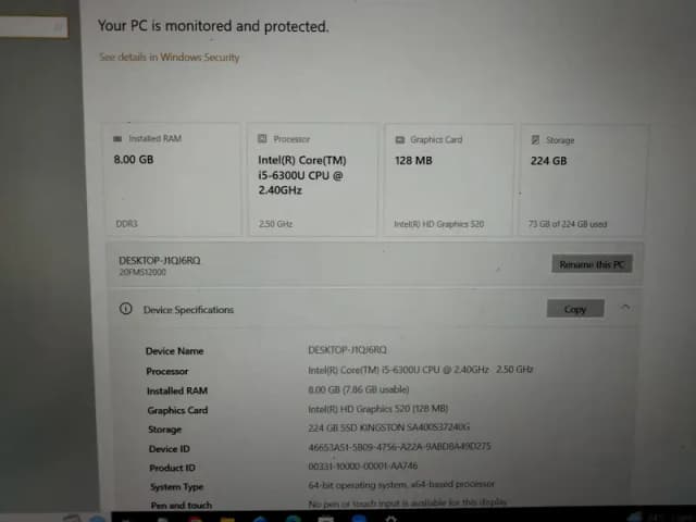 i5 gen 6 8gb ram 256gb SSD all ok price negotiable