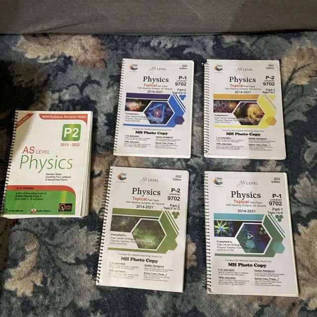 As Physics topicals Past paper books( Mcqs, theory & detailed notes)
