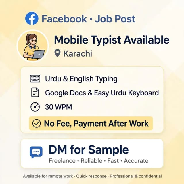 Urdu English Typing service karachi