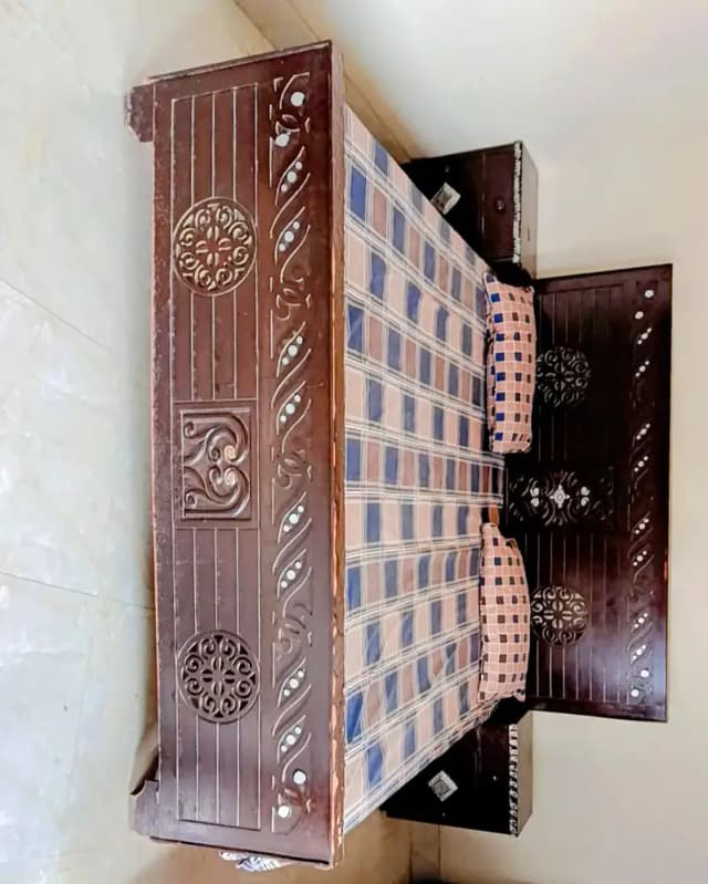 Solid Wooden King Size Bed Set with 2 Side Tables
