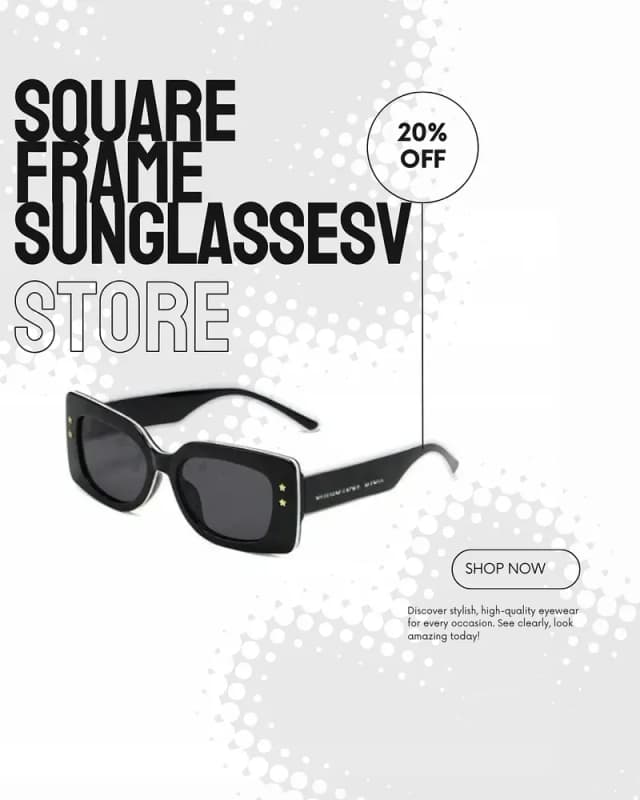 Trendy Square Frame Sunglasses with Gold Star Detail