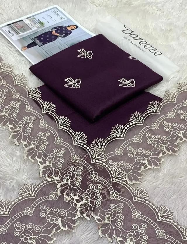 purple embroidered lawn 2-piece suit set