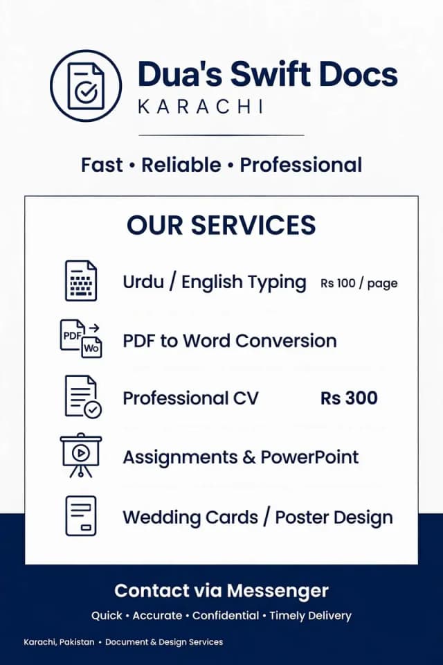 Typing and CV Specialist Urdu / English Fast delivery.