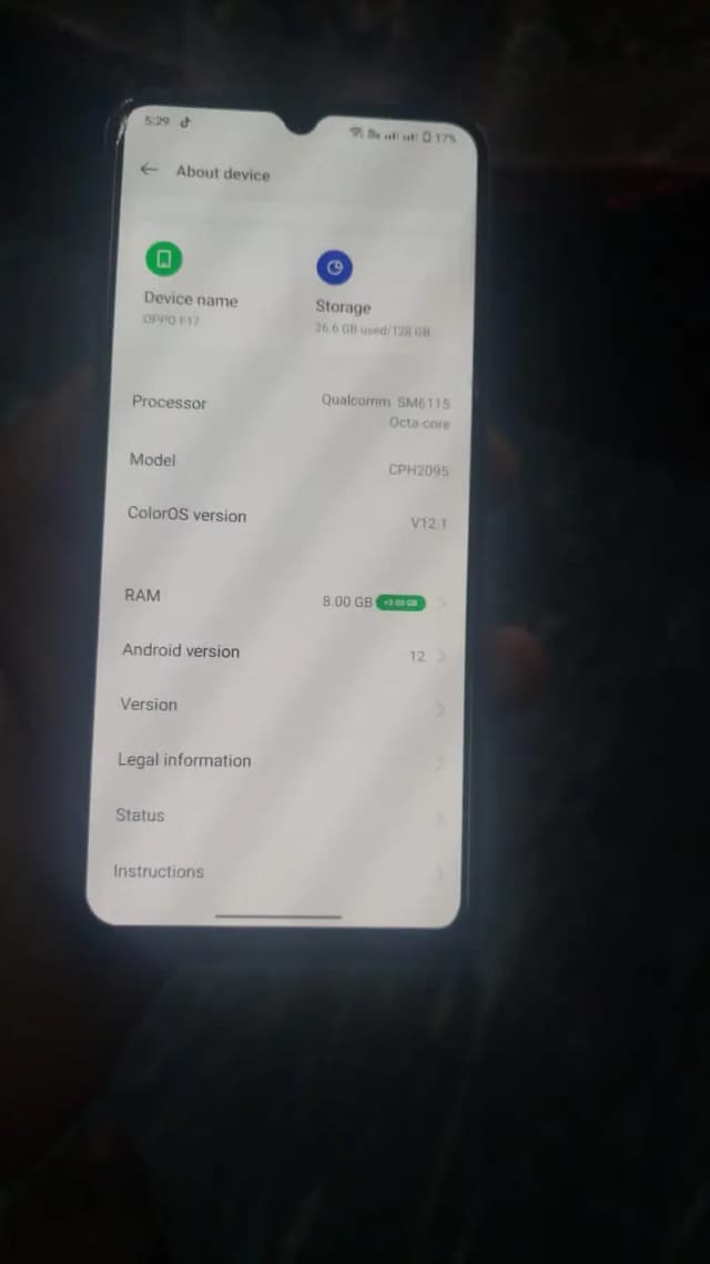 screen finger F17 Pro 8gb 128gb no open no repair no foult only mobile