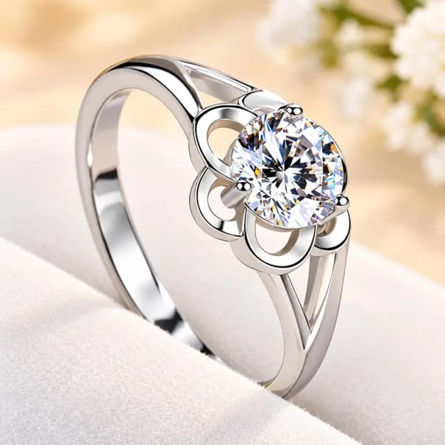 White Diamond Wedding Ring Adjustable White Gold Feshion Jewellery.