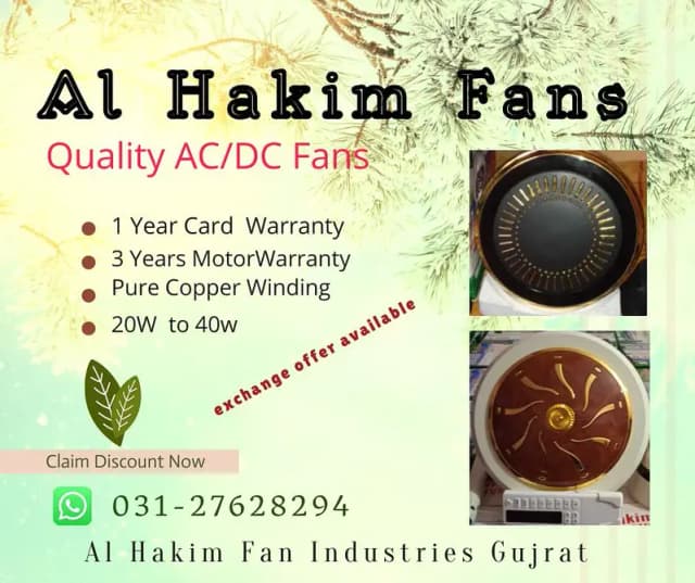 Al Hakim AC DC hybrid inverter 30watts ceiling fan