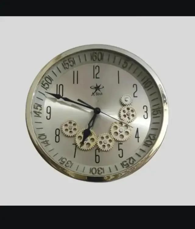 A Star wall clock with unique gear design.