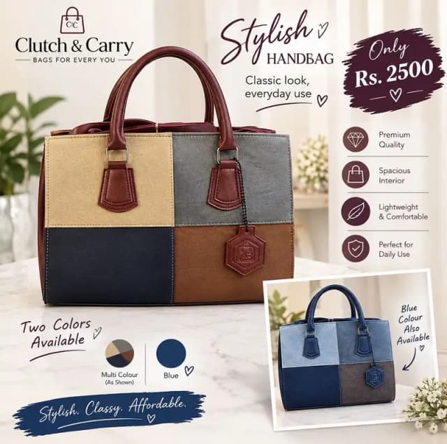 Stylish Clutch and Carry Handbag - New Arriva