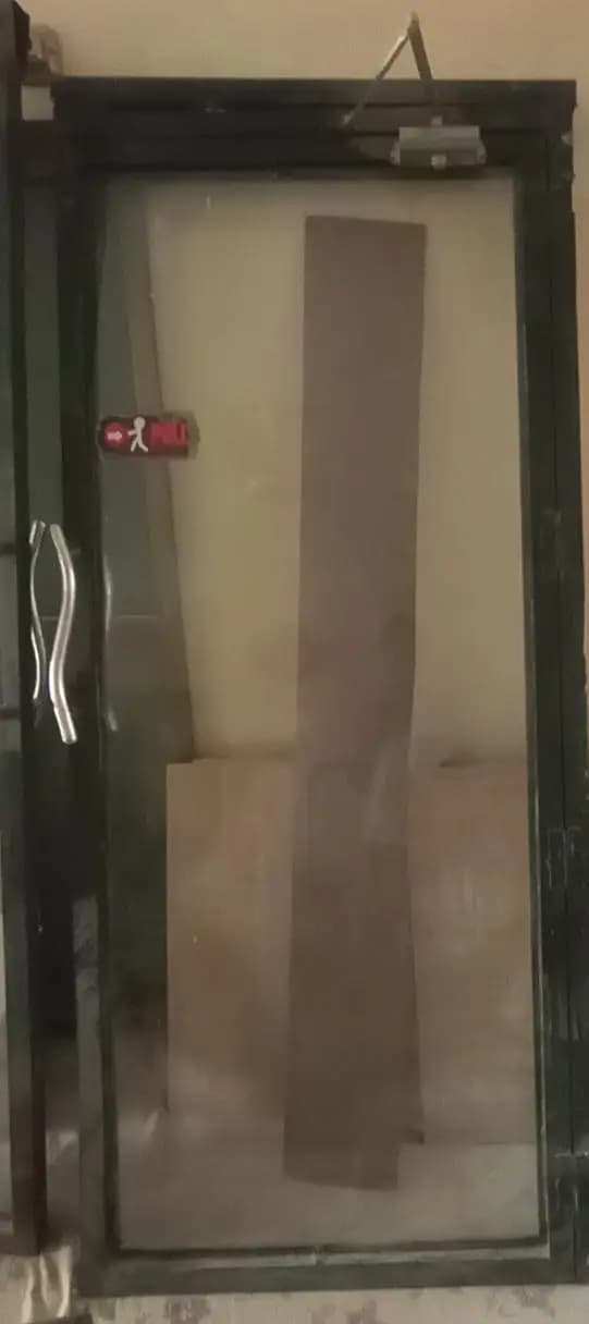 Used Black Glass Door with Frame – 88×38 Inches