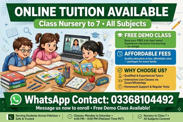 female online tutor available nursery to 7
