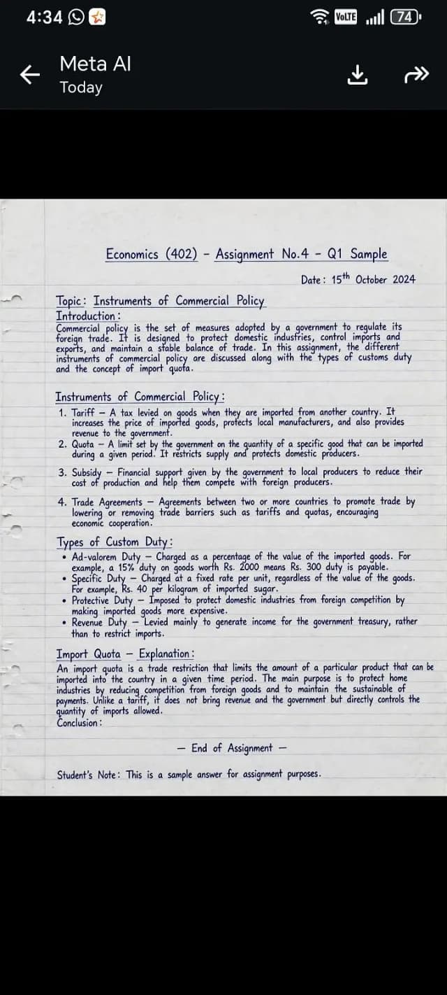 Economics 402 Handwritten Notes & Study Help - BA / BCom AIOU