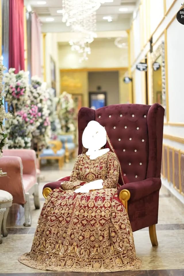 Maroon Red Bridal dress Lehnga Maxi Barat Shalima Dress