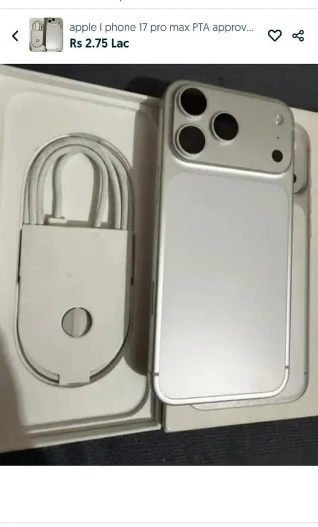 apple I phone 17 pro max PTA approved  O3O9-31O 56-O2 my WhatsApp