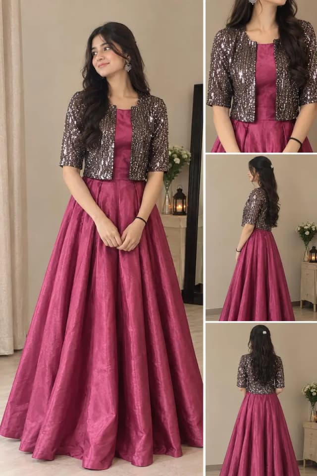 Maroon Lehenga with golden black touch kotti