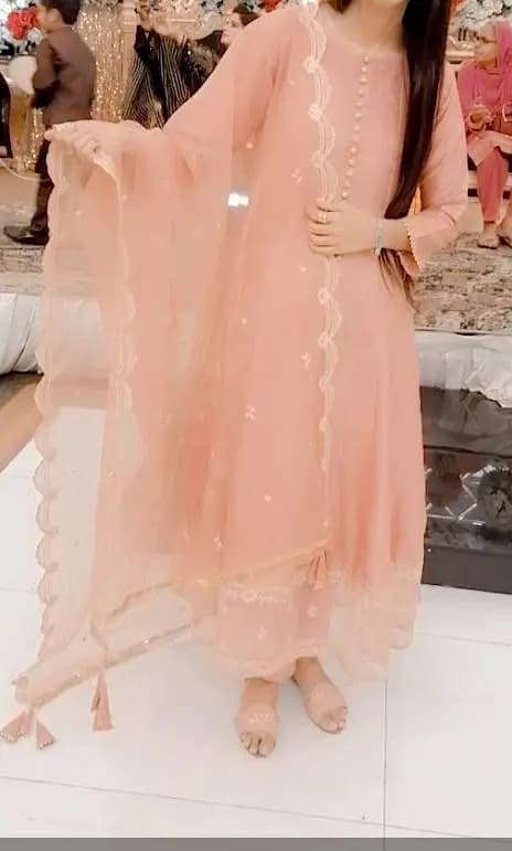 3PC FROCK PINK COLOR SAME AS SHOWN