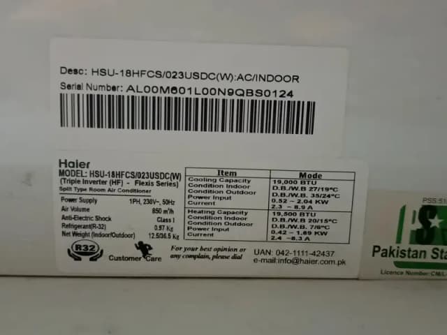 Haier 1.5 Ton Inverter AC HSU-18HFCS White