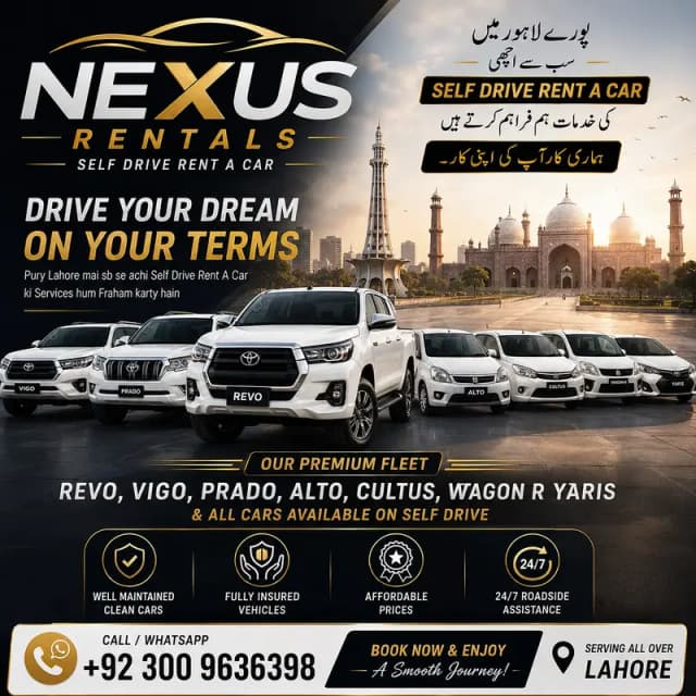 Self Drive Rent A Car, Cultus On Rent, Wagon-R On Rent, Yaris On Rent