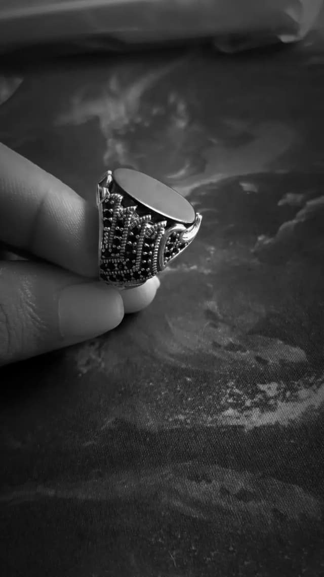 Italian Ring Original aqeeq sulemani stones