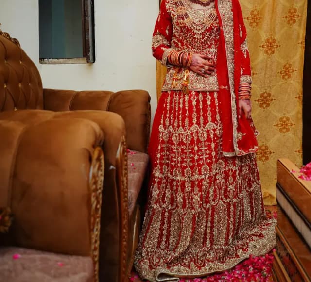 Red Maroon Heavy Bridal Lehenga_worn once only_1 day used multan