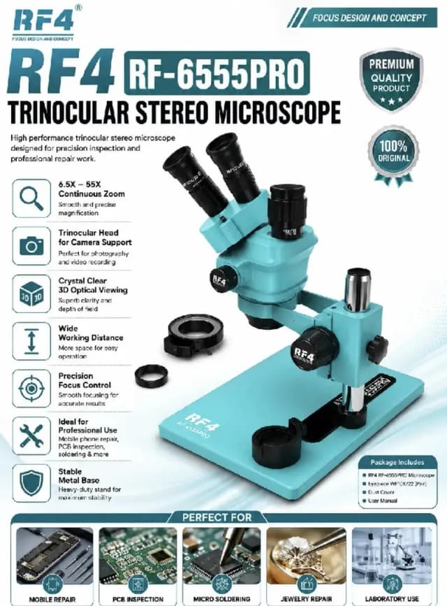 Rf4 rf-6555pro Trinocular Microscope for sale (complete ser)