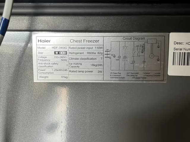 Haier deep freezer inverter HDF