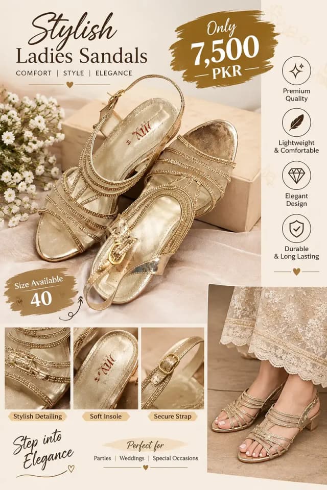 Stylish Golden Ladies Sandals | Party Wear & Wedding Sandals |
