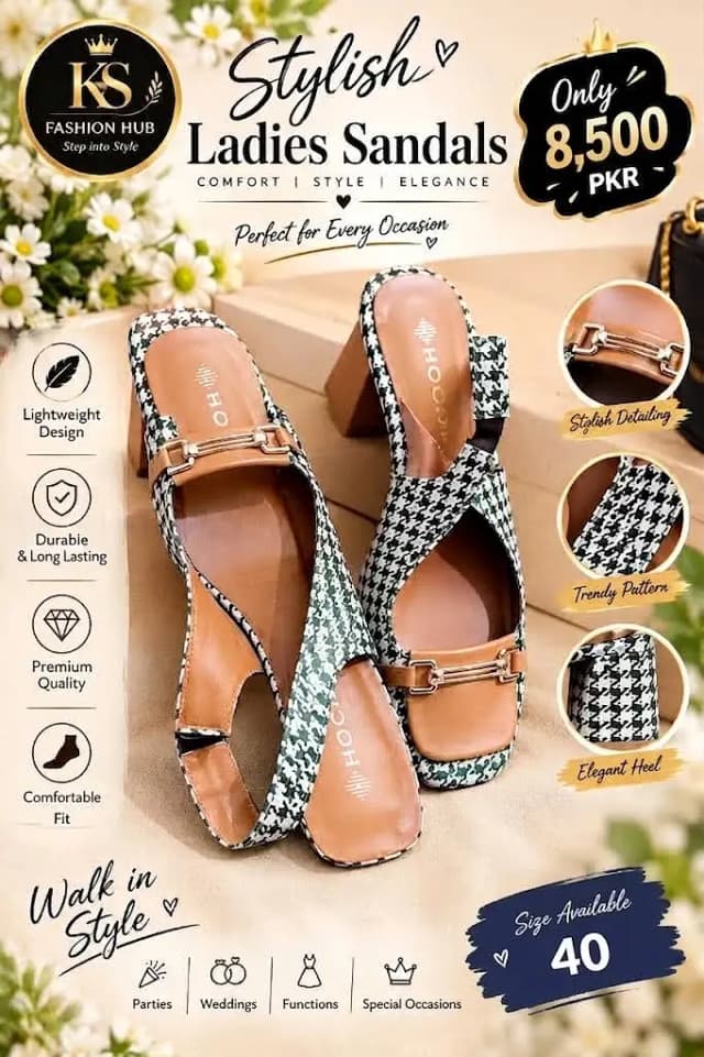 Stylish Ladies Sandals | Women Fancy Heels | Green & White Sandals |