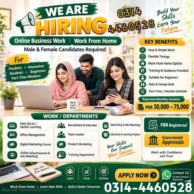 Online Jobs, Assignment Writing, Data Entry, Typing job, Part Time Job