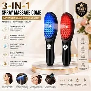 T  Original 5-in-1 TheraBrush Hair Steamer – Innovative Anti-Tangle Hair Restoring Brush for Faster Hair Growth | Scalp Massage & Smooth Detangling Hair Brush | Random Color