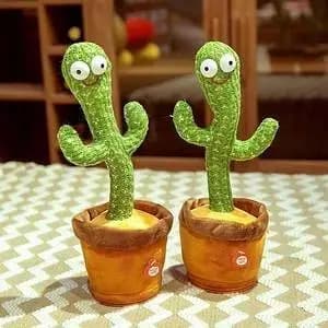 T  Dancing Cactus Talking Toy – Singing, Dancing & Voice Recording Plush Toy for Kids | Interactive Mimicking Cactus Repeats What You Say with LED Lights, Music & Educational Fun Gift for Bab