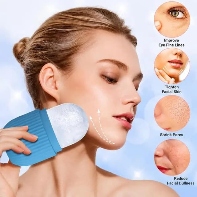 T  Silicone Ice Cube Roller Massager for Face, Eyes & Neck – Reusable Facial Ice Roller for Skin Tightening, Puffiness Relief, Dark Circles & Cooling Face Massage | Silicone Ice Facial Mold f
