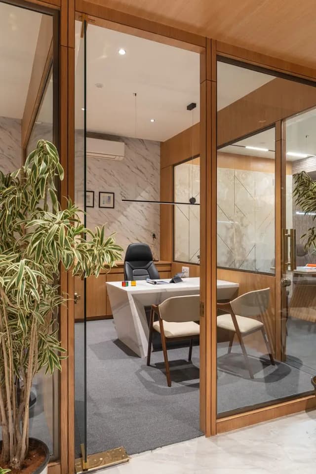 Framed Glass Partition//plasterboard//Glass partition//Interior work