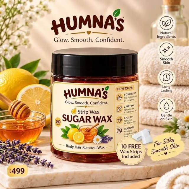 HUMNA'S Natural Organic Sugar Wax 230g + 10 Free Wax Strips