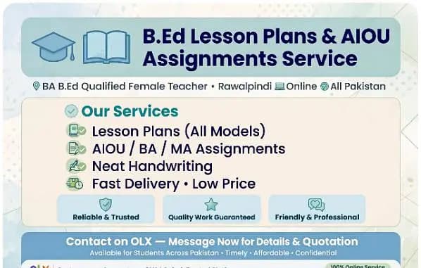 B. Ed lesson plans &Aiou assignment service