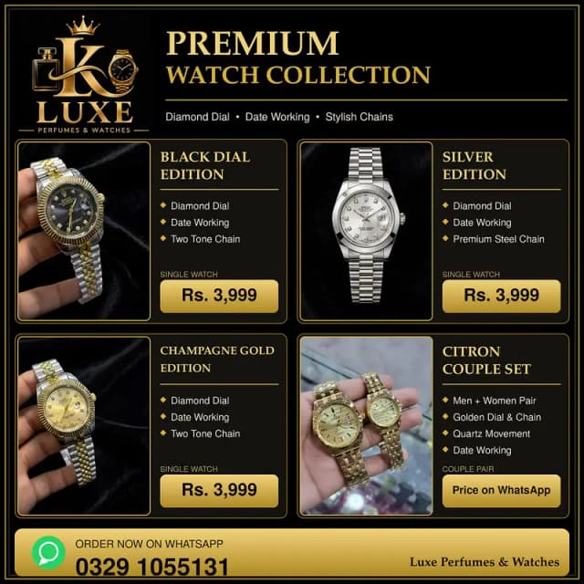 Luxe Watches - Diamond Dial Watch For Men - Date Working