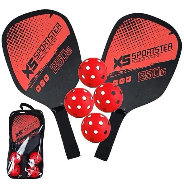 Pickle Ball Racket Set - 2 Premium Wood Rackets with 4 Balls & Portable Carry Bag, Ideal for Kids, Men & Women - Durable & Lightweight, Outdoor Activities