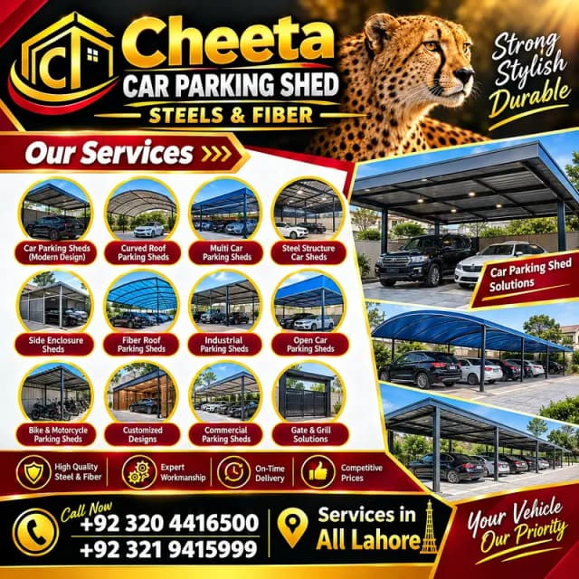 CAR PARKING SHED  STEEL & FIBER