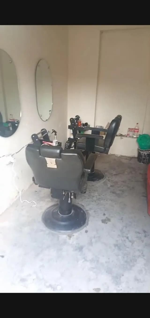 two saloon chairs two saloon mirror two saloon trolis