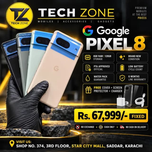 Google Pixel 8 Official Pta Approved 128GB Water Pack