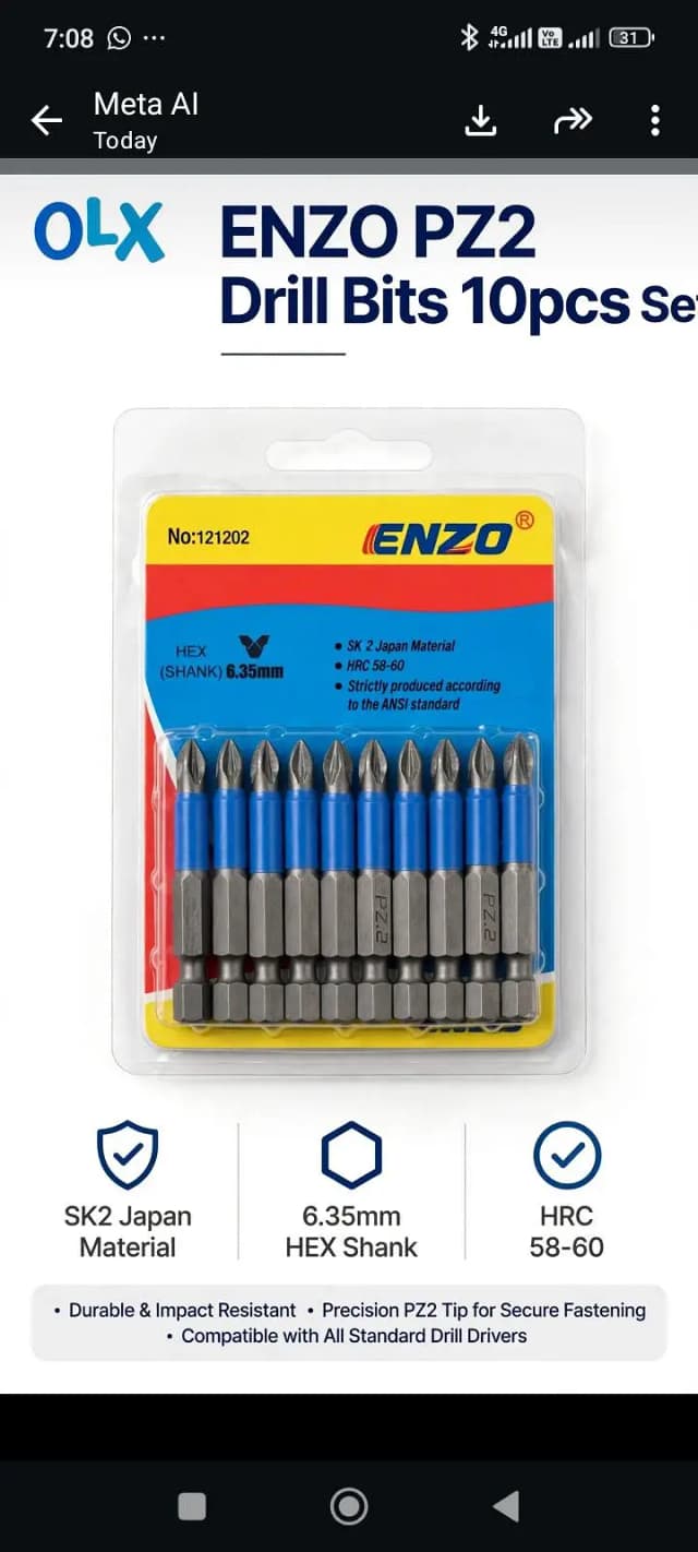 ENZO PZ2 Drill bits set 10pcs - 6.35 mm - original