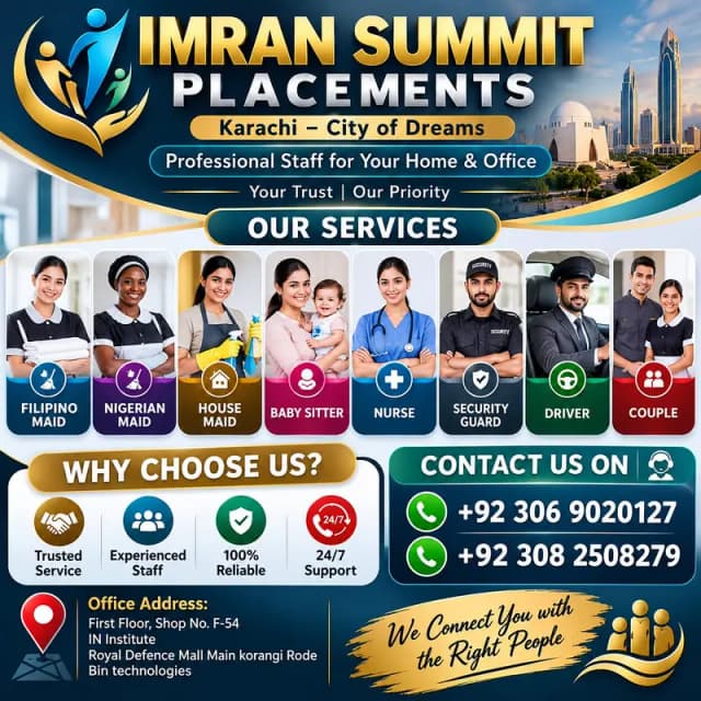 Maid Services, House Maid , Cook, Chef, Helper, Driver, Couple Maids
