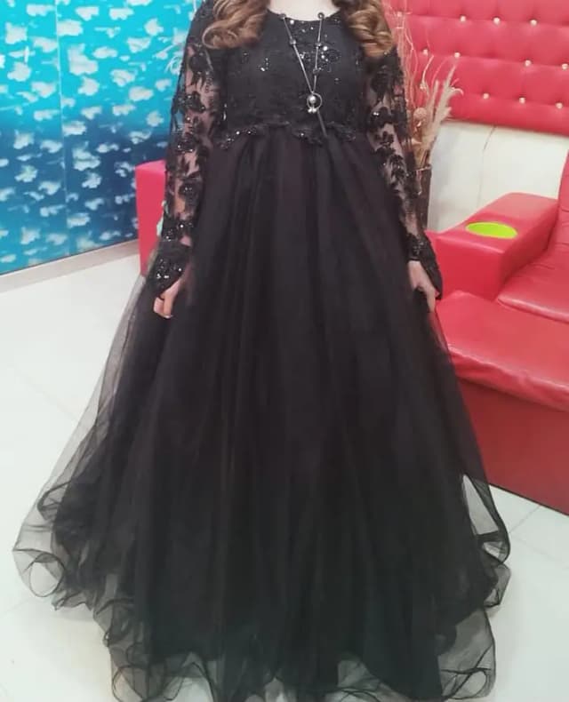 Black Maxi, Party Wear Maxi, Net Maxi Dress, Long Gown, Sequins Maxi,