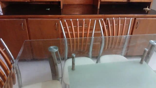 Modern 6-Seater Double Glass Top Dining Table Set