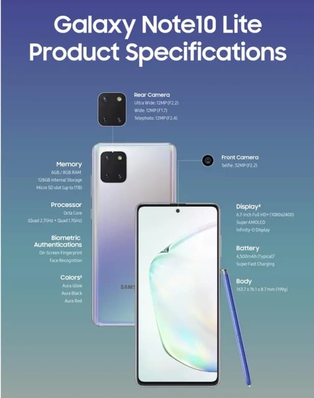 Samsung Mobile Note10 Lite